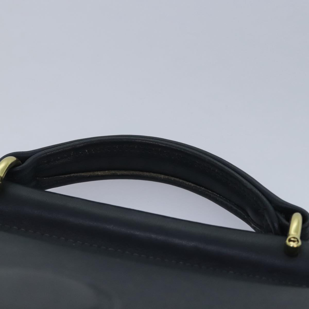 Coach Hand Bag Leather Black Auth am6883