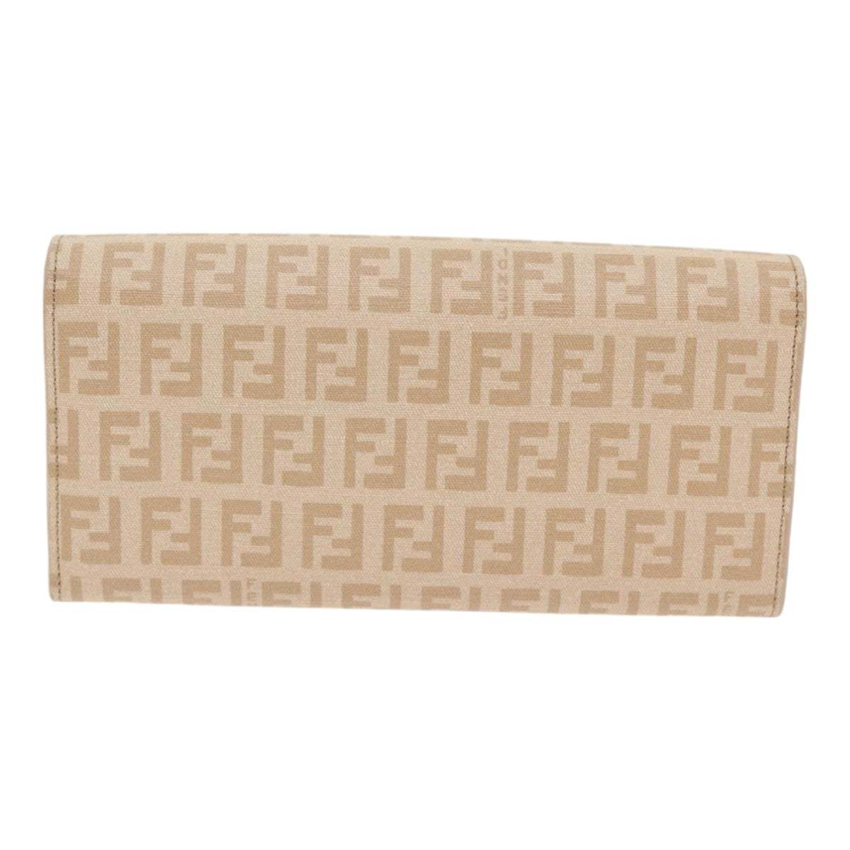 FENDI Zucchino Canvas Wallet Beige Gold Auth am6889 - 0