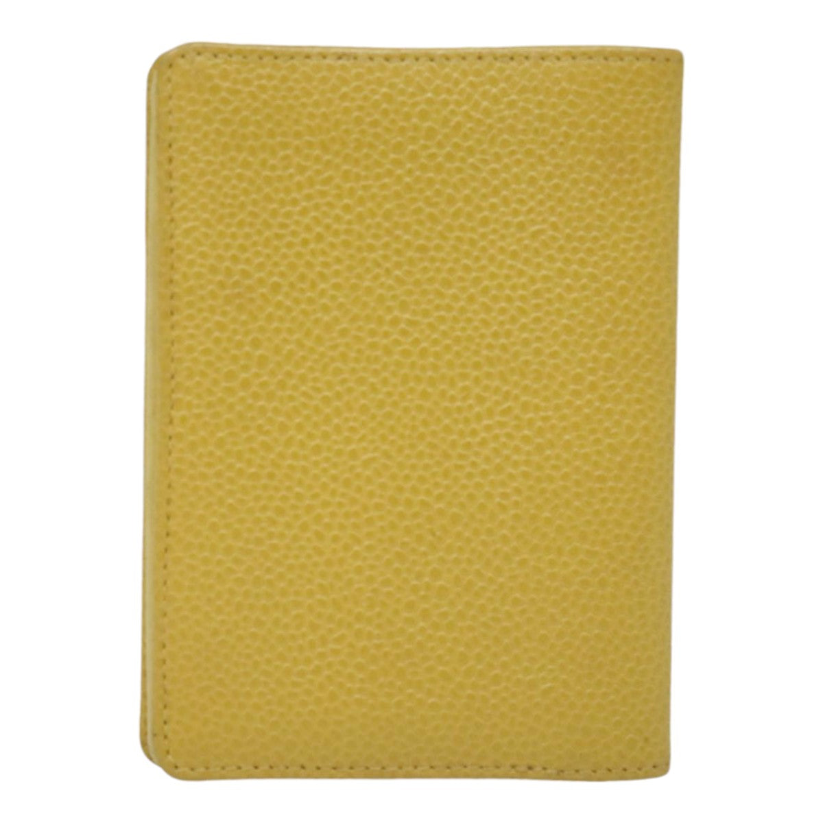 CHANEL COCO Mark Card Case Caviar Skin Yellow CC Auth am6890 - 0