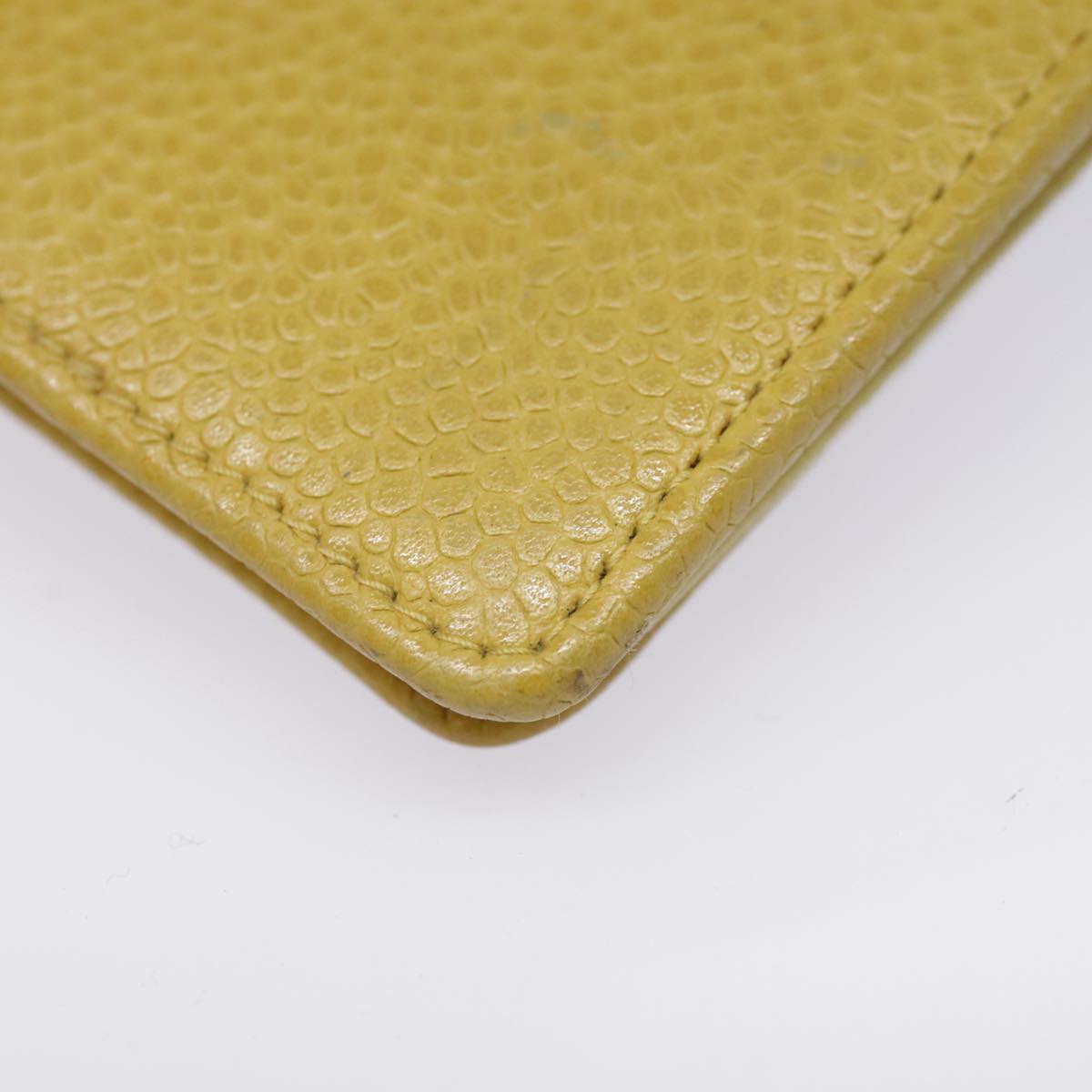 CHANEL COCO Mark Card Case Caviar Skin Yellow CC Auth am6890