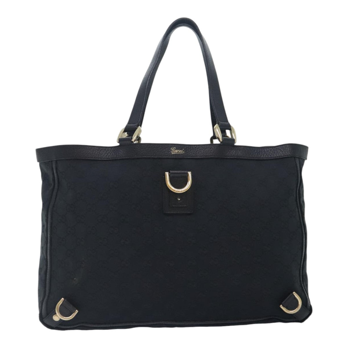 GUCCI GG Canvas Abbey Tote Bag Black Auth am6894