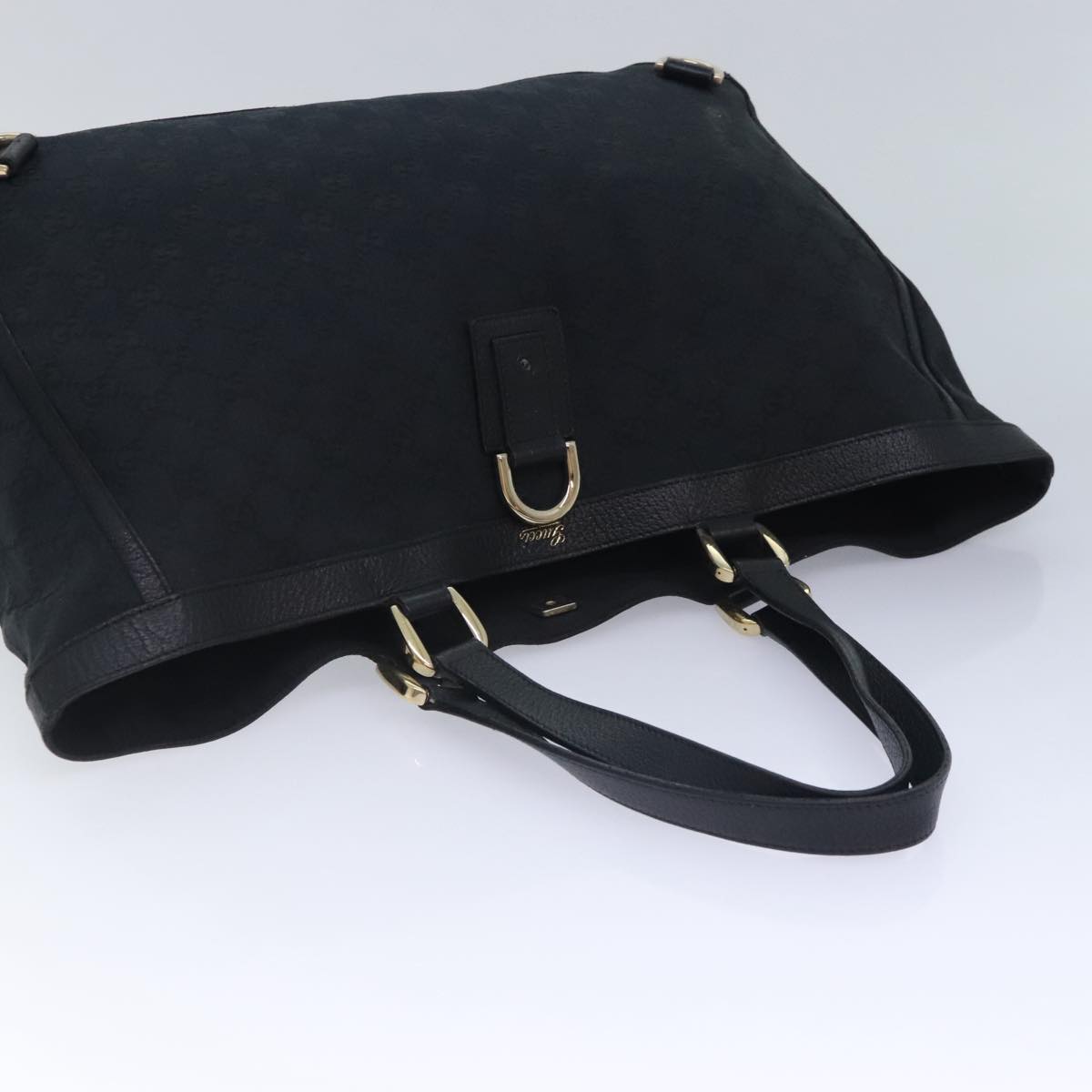 GUCCI GG Canvas Abbey Tote Bag Black Auth am6894