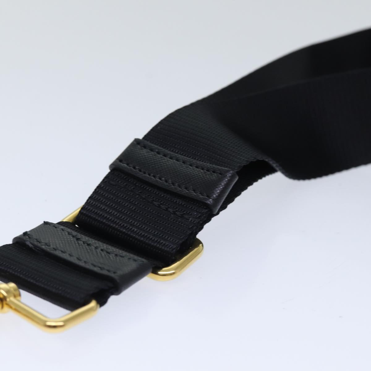 PRADA Adjustable Shoulder Strap polyester 24.8""-43.3"" Black Gold Auth am6898