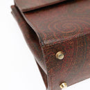 ETRO Paisley Hand Bag Leather Brown Auth am6904-15