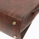ETRO Paisley Hand Bag Leather Brown Auth am6904-16