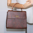 ETRO Paisley Hand Bag Leather Brown Auth am6904-21