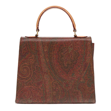 ETRO Paisley Hand Bag Leather Brown Auth am6904 - 0