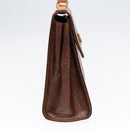ETRO Paisley Hand Bag Leather Brown Auth am6904-3