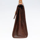 ETRO Paisley Hand Bag Leather Brown Auth am6904-4