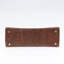 ETRO Paisley Hand Bag Leather Brown Auth am6904-5