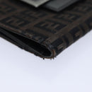 FENDI Zucchino Canvas Wallet Brown Silver Auth am6905-16
