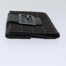 FENDI Zucchino Canvas Wallet Brown Silver Auth am6905-4