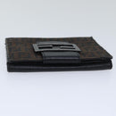 FENDI Zucchino Canvas Wallet Brown Silver Auth am6905-5
