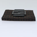FENDI Zucchino Canvas Wallet Brown Silver Auth am6905-6