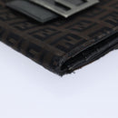 FENDI Zucchino Canvas Wallet Brown Silver Auth am6905-7