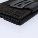 FENDI Zucchino Canvas Wallet Brown Silver Auth am6905-14
