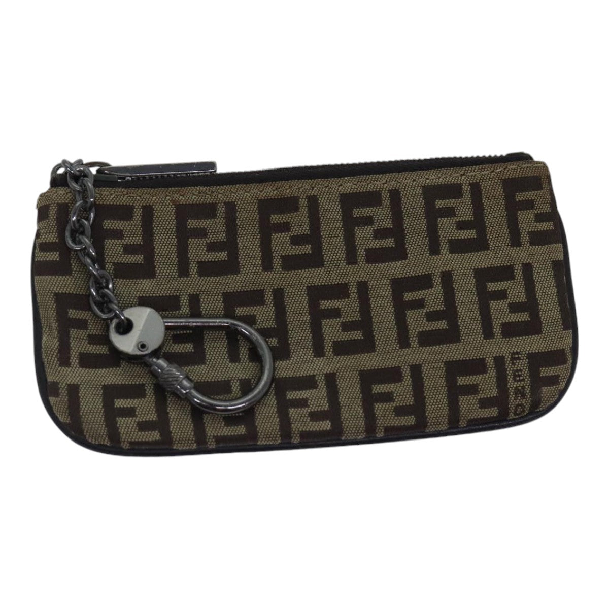 FENDI Zucchino Canvas Coin Purse Beige Auth am6906