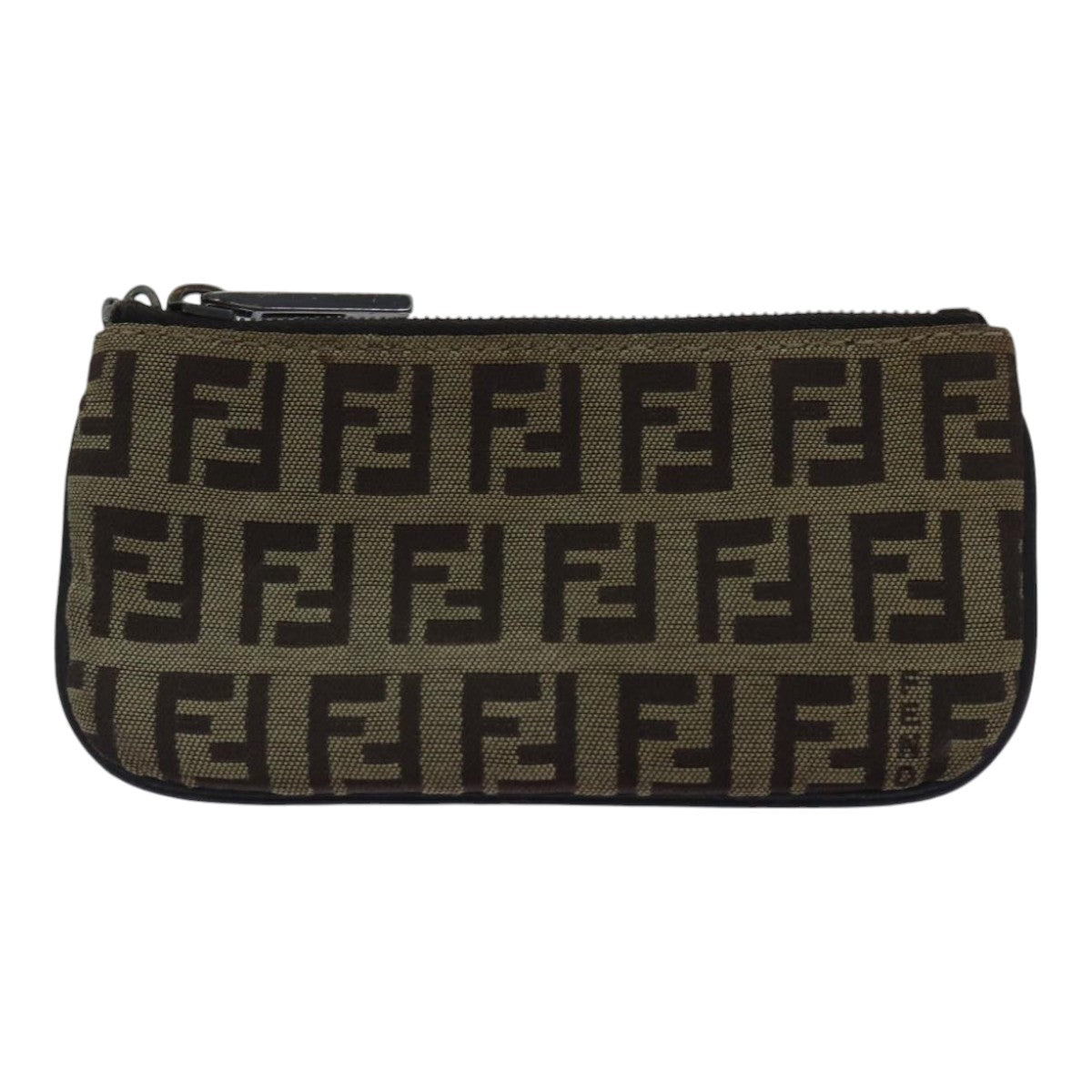 FENDI Zucchino Canvas Coin Purse Beige Auth am6906