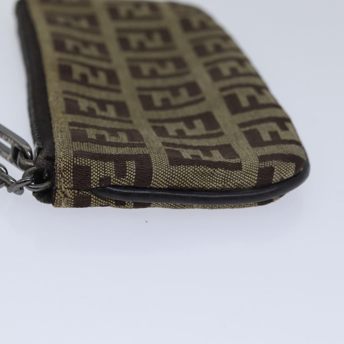 FENDI Zucchino Canvas Coin Purse Beige Auth am6906