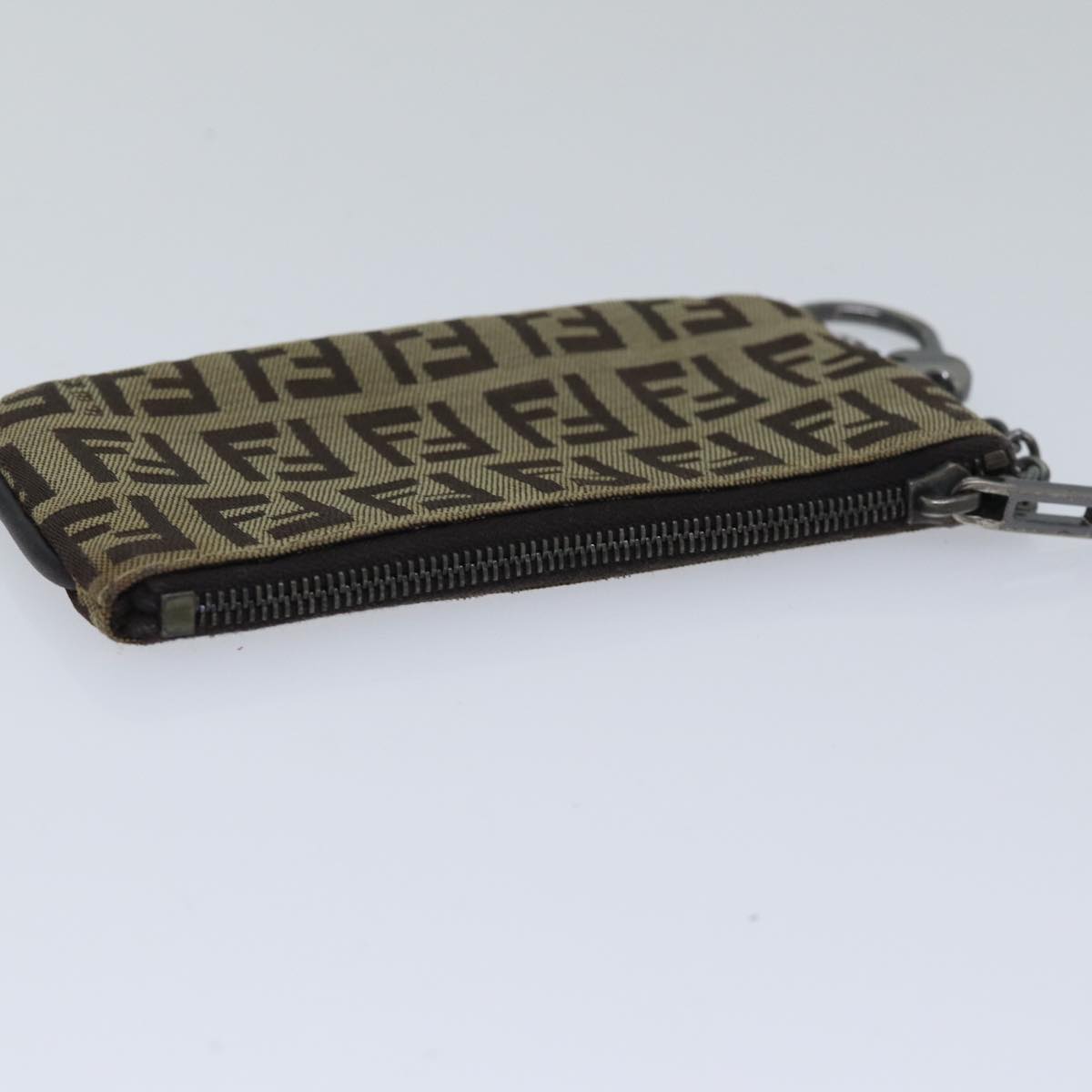 FENDI Zucchino Canvas Coin Purse Beige Auth am6906