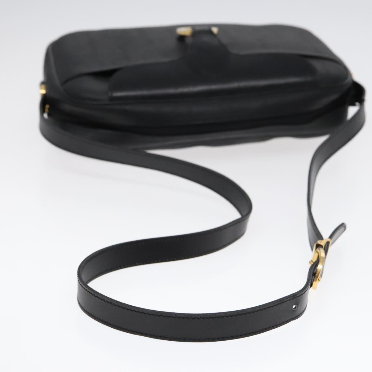 Christian Dior Trotter Canvas Shoulder Bag Black Gold Auth am6908