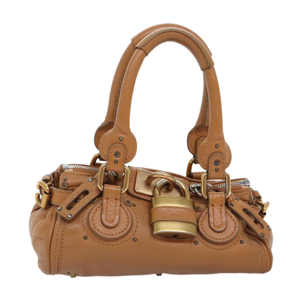 Chloe Paddington mini Hand Bag Leather Brown Auth am6913