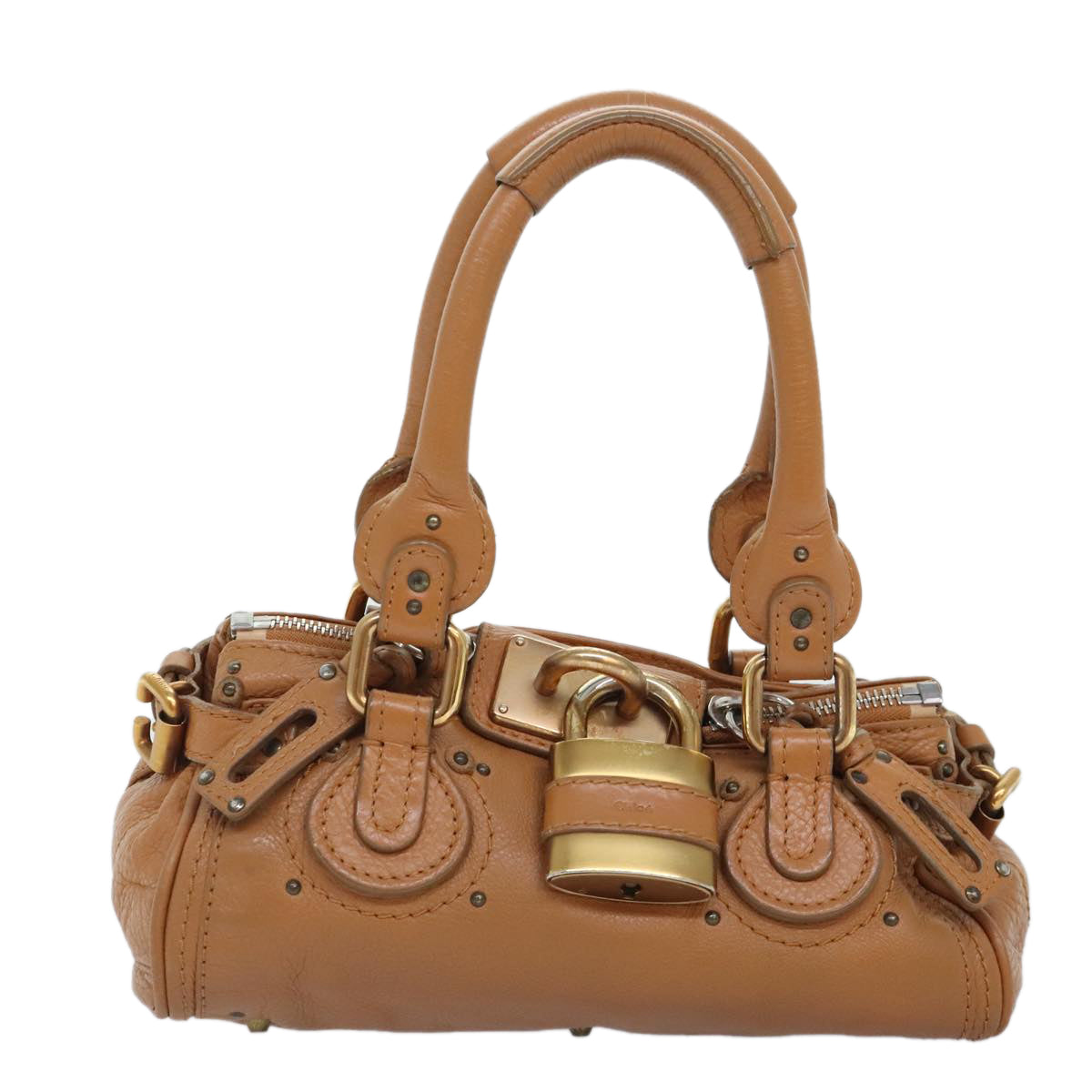 Chloe Paddington mini Hand Bag Leather Brown Auth am6913