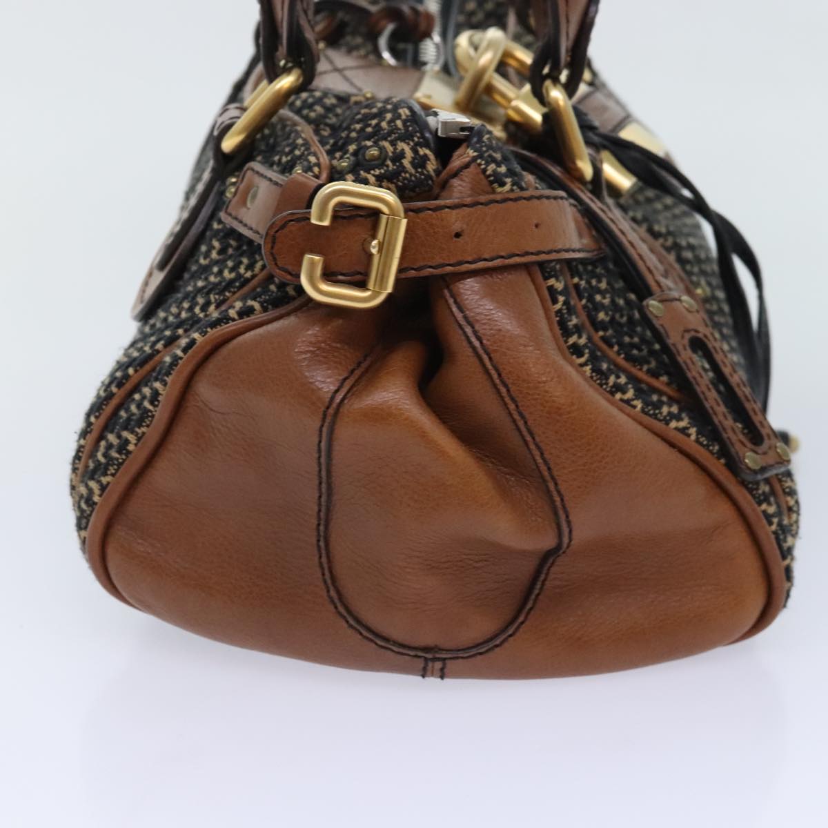 Chloe Paddington Hand Bag Leather Cotton Brown Auth am6914 - 0