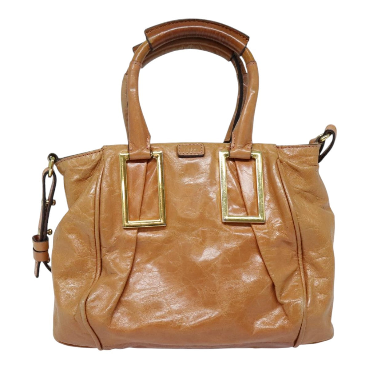 Chloe Etel Shoulder Bag Leather 2way Brown Gold Auth am6916 - 0