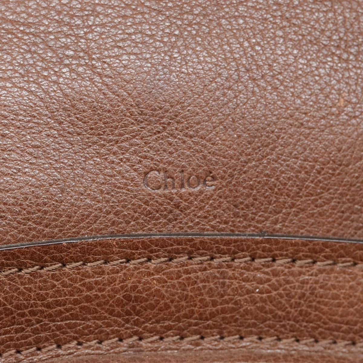 Chloe Paraty Hand Bag Leather Brown Auth am6920