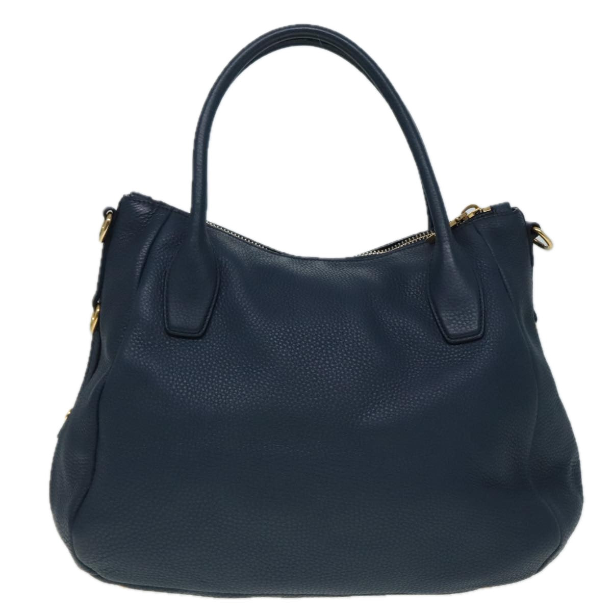 PRADA Hand Bag Leather 2way Blue Gold Auth am6927