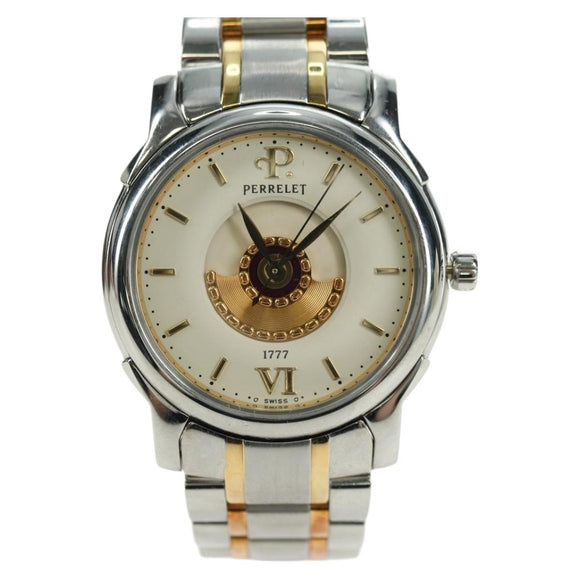 PERRELET Double Rotor Watch Two Tone Design No 45 Stainless Auth am6930SM