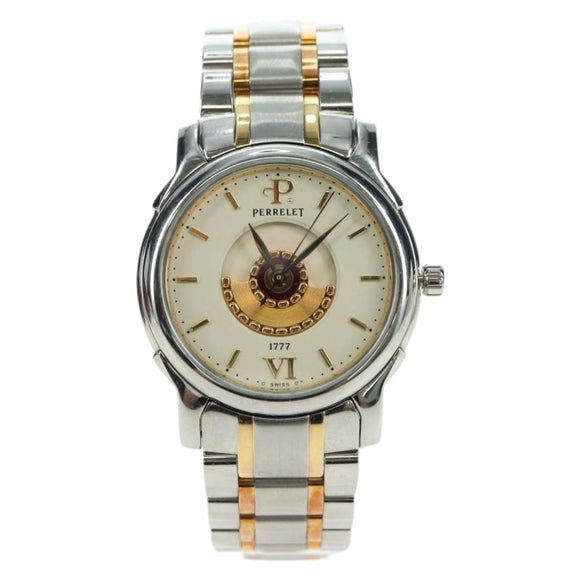 PERRELET Double Rotor Watch Two Tone Design No 45 Stainless Auth am6930SM