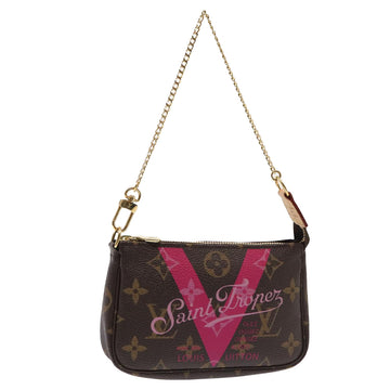 LOUIS VUITTON Monogram V line Mini Pochette Accessoires Pouch Pink Auth am6931SAV