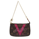 LOUIS VUITTON Monogram V line Mini Pochette Accessoires Pouch Pink Auth am6931SAV-13