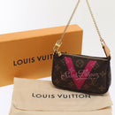 LOUIS VUITTON Monogram V line Mini Pochette Accessoires Pouch Pink Auth am6931SAV-12
