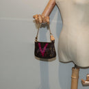 LOUIS VUITTON Monogram V line Mini Pochette Accessoires Pouch Pink Auth am6931SAV-21