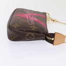 LOUIS VUITTON Monogram V line Mini Pochette Accessoires Pouch Pink Auth am6931SAV-3
