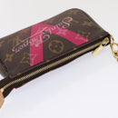 LOUIS VUITTON Monogram V line Mini Pochette Accessoires Pouch Pink Auth am6931SAV-6