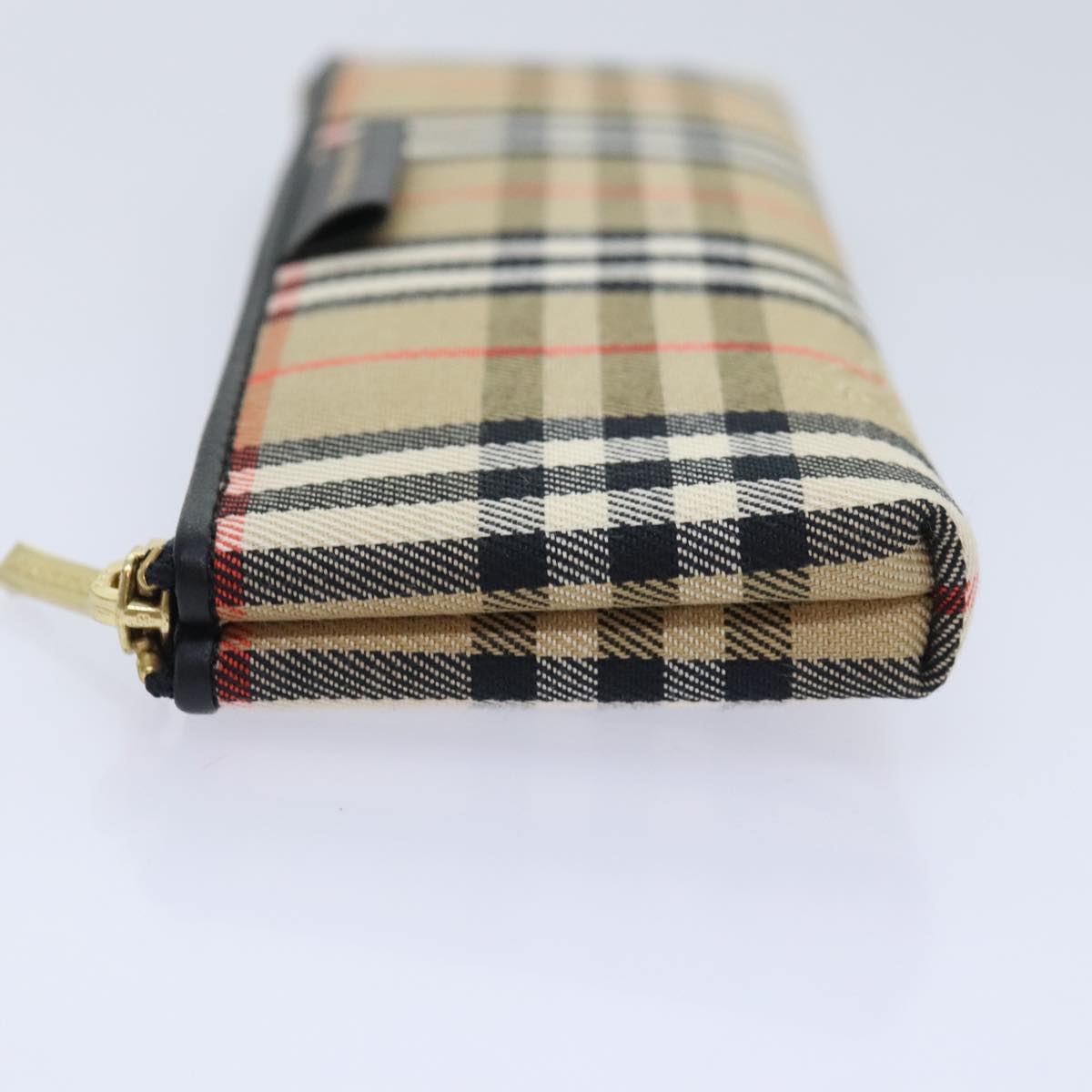 BURBERRY Nova Check Pen Case Canvas Beige Gold Auth am6936