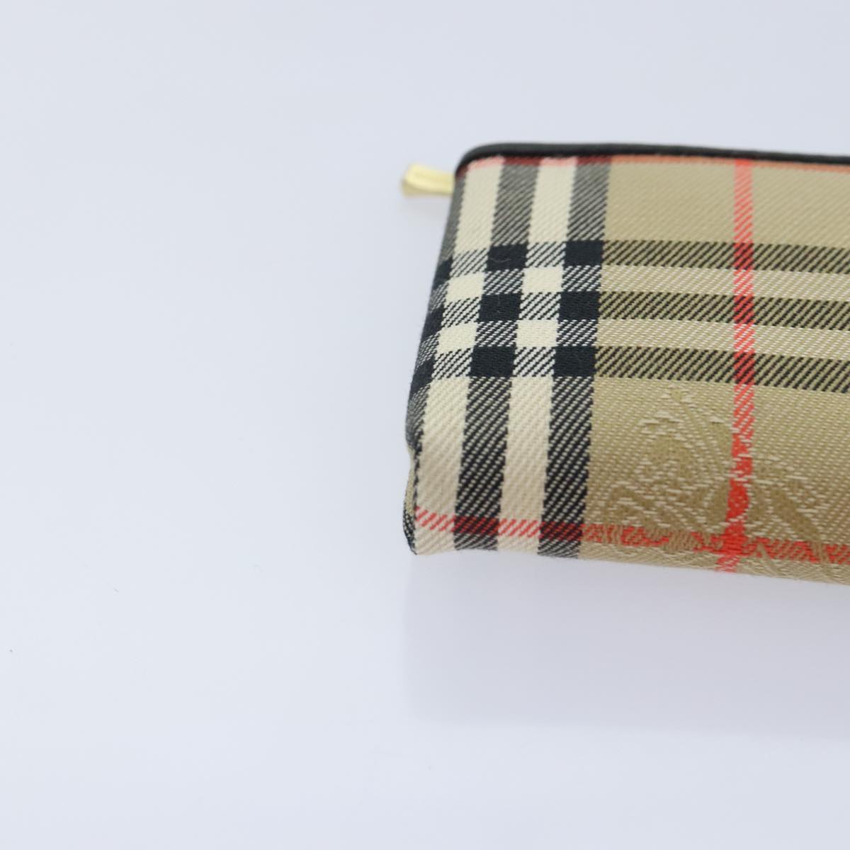 BURBERRY Nova Check Pen Case Canvas Beige Gold Auth am6936