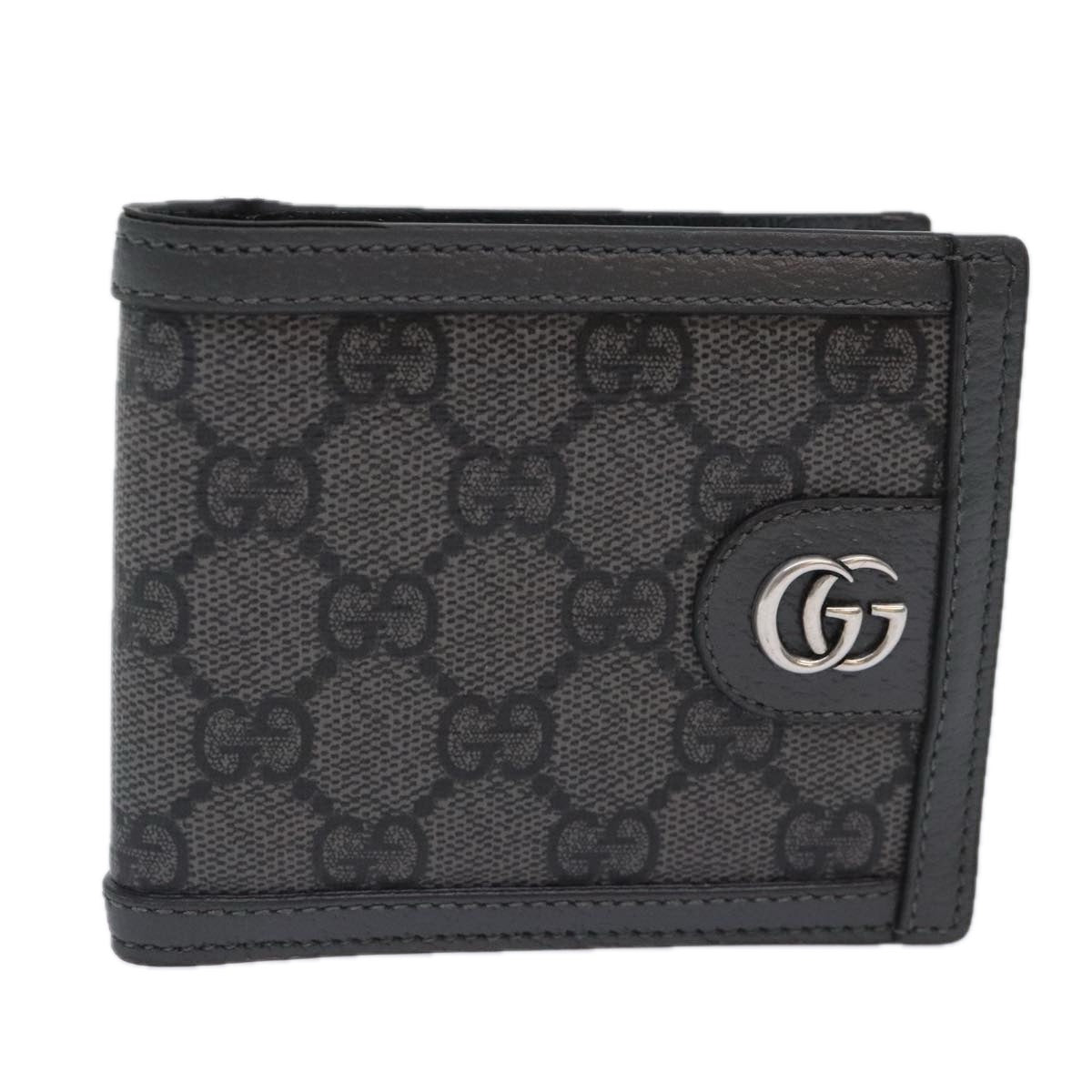 GUCCI GG Supreme Wallet PVC Gray Silver 597609 Auth am6937