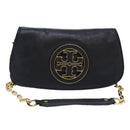 TORY BURCH Chain Shoulder Bag Leather Black Gold Auth am6939-1