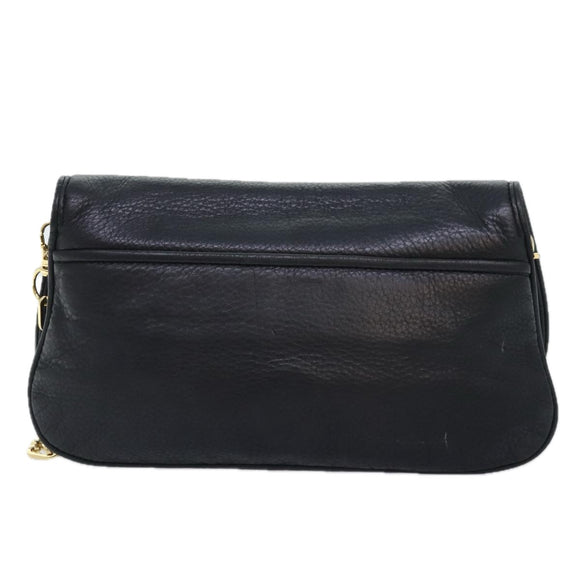 TORY BURCH Chain Shoulder Bag Leather Black Gold Auth am6939