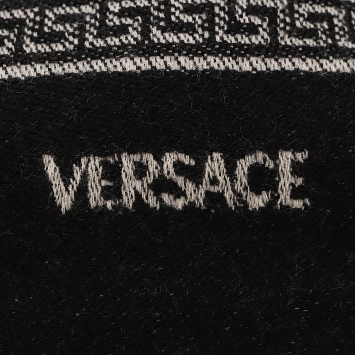 VERSACE Scarf Wool Black Auth am6943