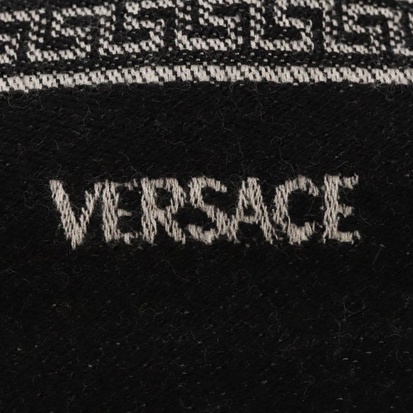 VERSACE Scarf Wool Black Auth am6943