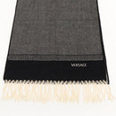 VERSACE Scarf Wool Black Auth am6943-4