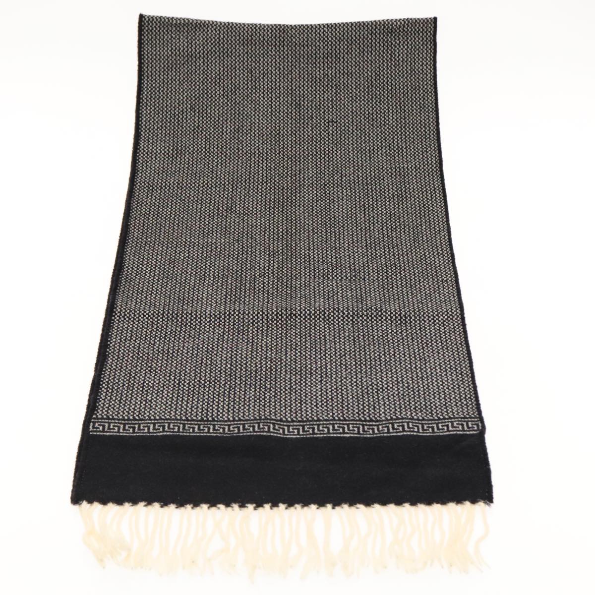 VERSACE Scarf Wool Black Auth am6943