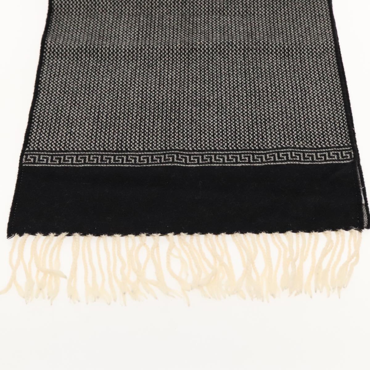 VERSACE Scarf Wool Black Auth am6943