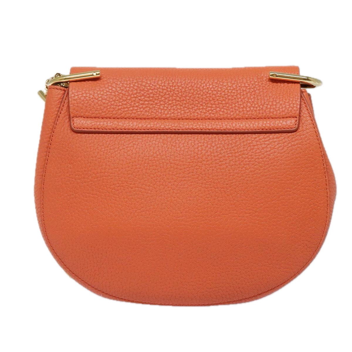 Chloe Chain Drew Shoulder Bag Leather Orange Gold Auth am6946A - 0